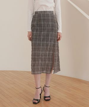 체크 스커트 / 브라운