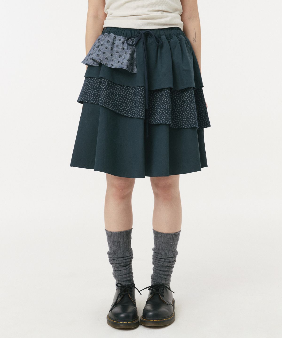 오헤시오(OHESHIO) CANCAN LAYERED SKIRT, FLORAL NAVY