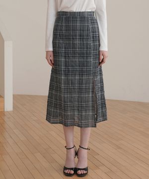 체크 스커트 / 네이비