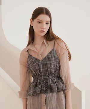 체크 뷔스티에 / 브라운