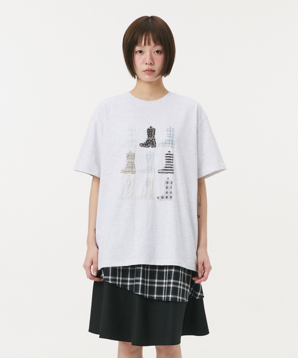오헤시오(OHESHIO) PONY BOOTS OVERFIT T-SHIRT, MELANGE