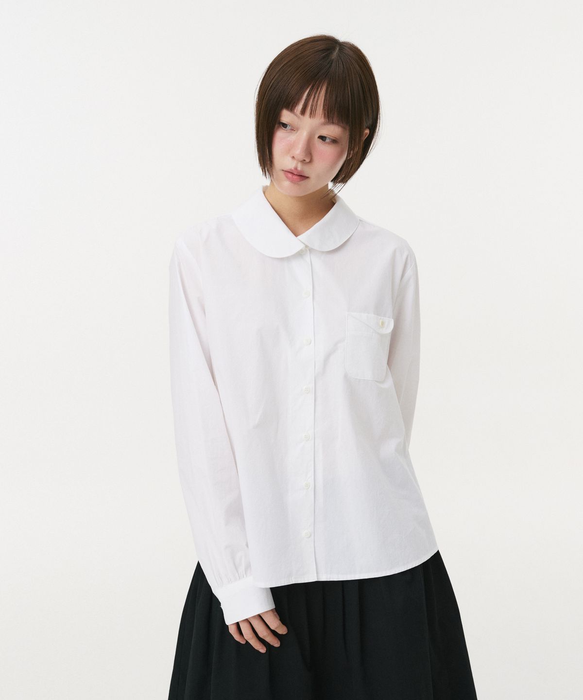 오헤시오(OHESHIO) LAYERED COLLAR POCKET BLOUSE, WHITE
