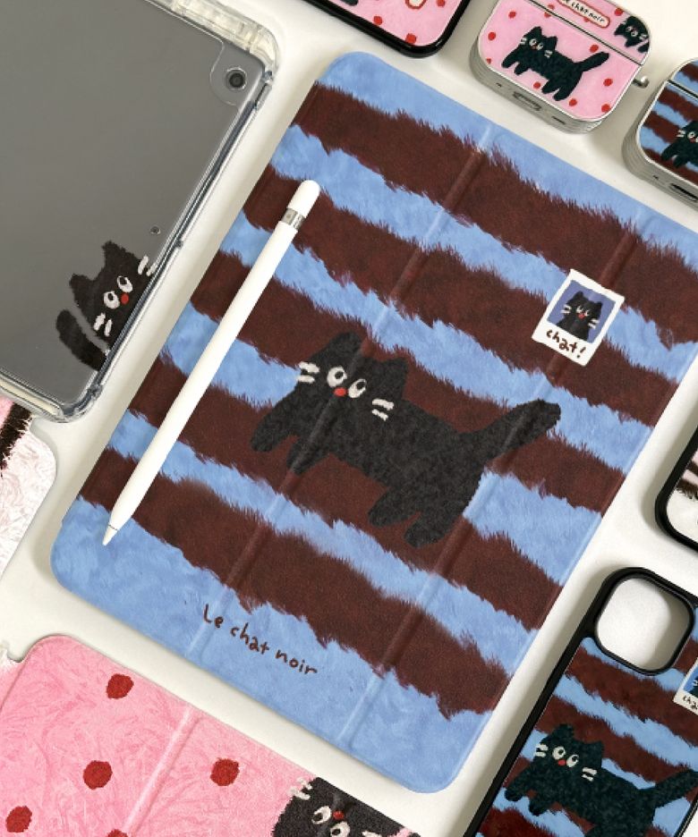 [오염걱정 끝 탈부착 iPad 케이스] Fur Cat 펜슬 수납 커버 분리형
