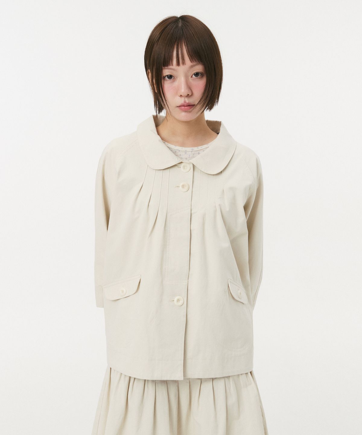 오헤시오(OHESHIO) ROUNDED COLLAR COTTON JACKET, BEIGE