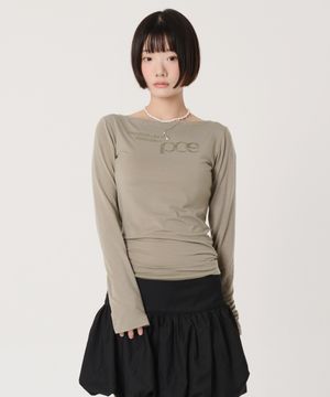PCE 크랙 로고 보트넥 슬림 롱슬리브 (카키)