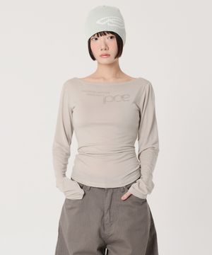 PCE 크랙 로고 보트넥 슬림 롱슬리브 (베이지)