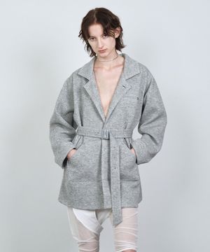 SINGLE TWEED HALF JACKET (UNISEX) GRAY