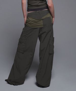 MIXED LAYERED TIE JOGGER PANTS (UNISEX) CHARCOAL