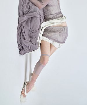 PRESSED-IN LAYERED MINI SKIRT LAVENDER