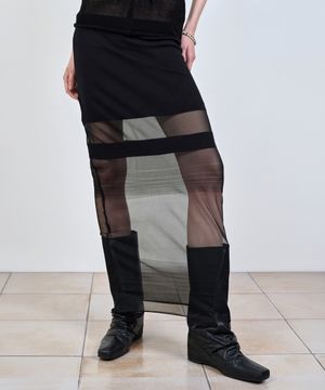 GRADIENT KNIT MAXI SKIRT BLACK