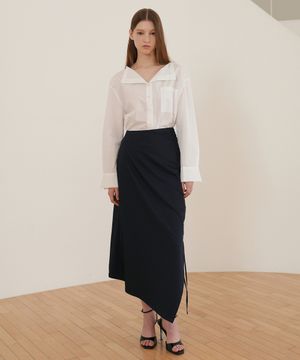 스트링 셔링 스커트 / 네이비