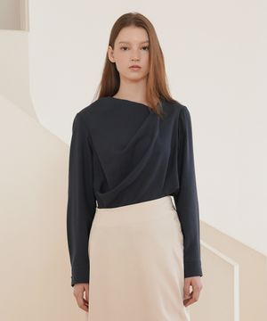 드레이프 블라우스 / 네이비