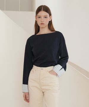 보트넥 커프스 티 / 2컬러