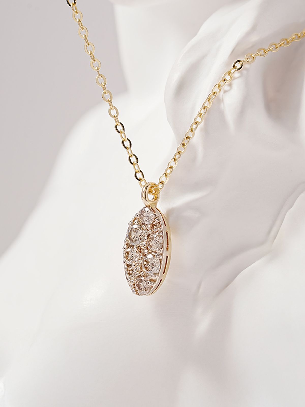 미니멀피어싱(MINIMALPIERCING) 14K 18K 글리터 오벌 다이아몬드 목걸이