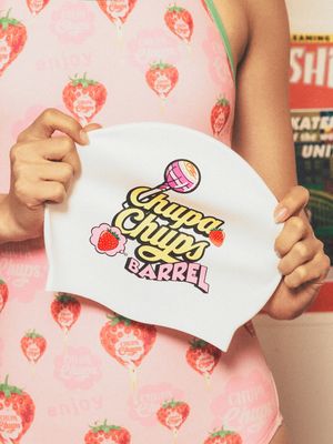 츄파춥스 스트로베리팝 실리콘 스윔 캡 화이트 (B6SUASC062WHT)