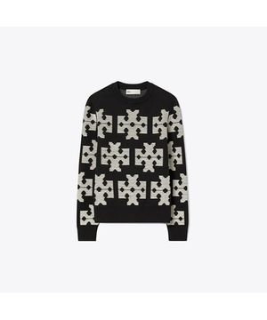 코튼 로고 스웨터 - 블랙 / 크림