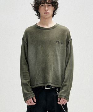 Brush Washed Waffle Long Sleeve - Khaki