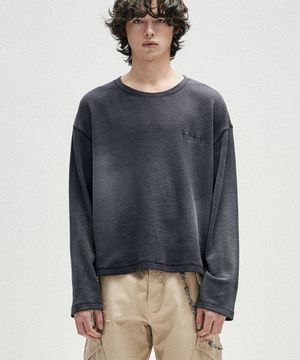 Brush Washed Waffle Long Sleeve - Charcoal