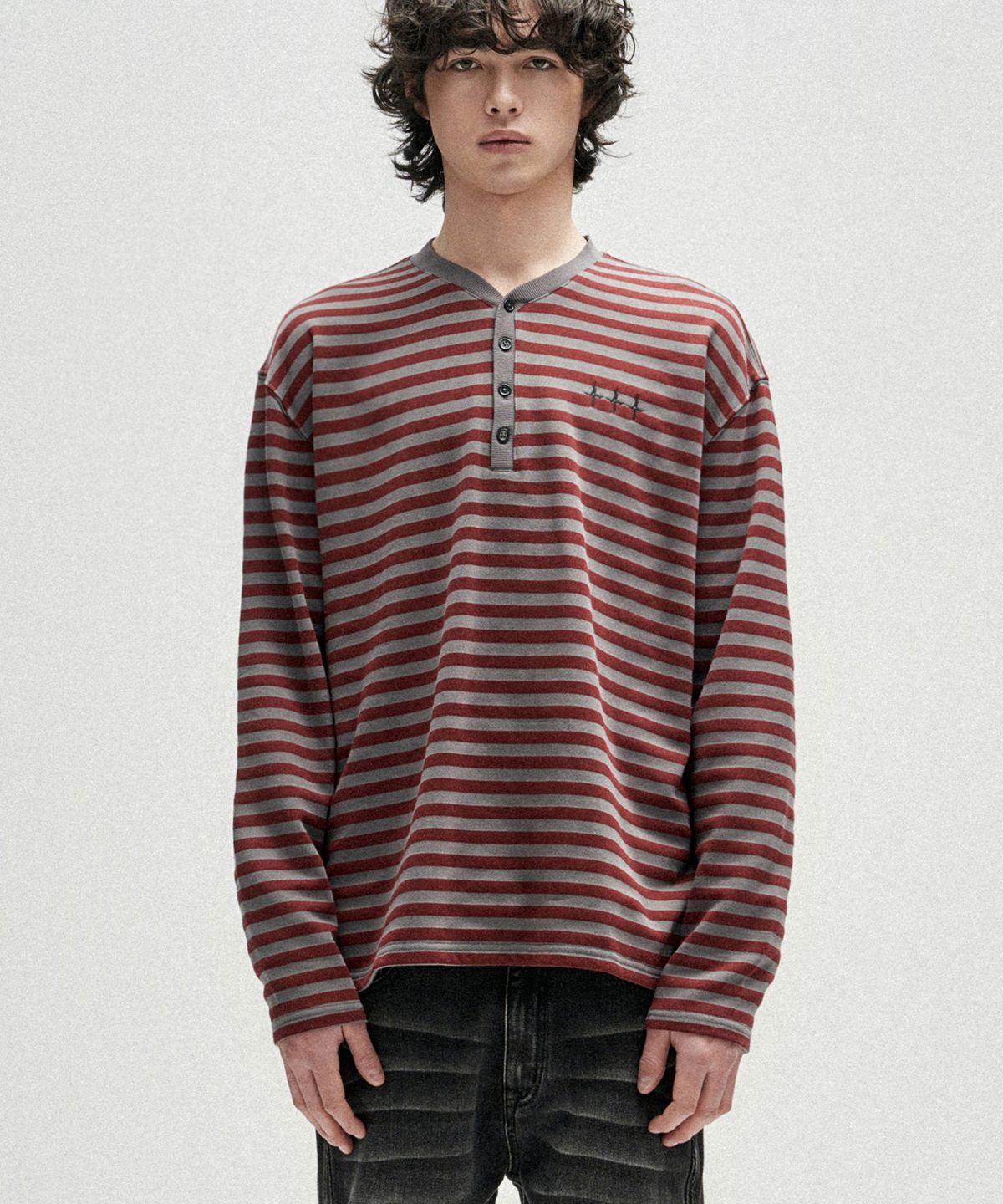 낫포너드(NOT4NERD) Broken Wings Henley Neck Long Sleeve - Red