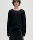 Distressed Contrast Hand Stitch Knit - Black