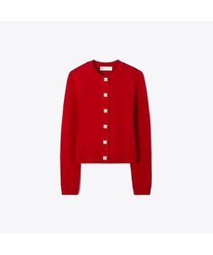 캐시미어 가디건 - 레드