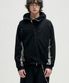 Diagonal Rib Panel Hood Zip Up - Black