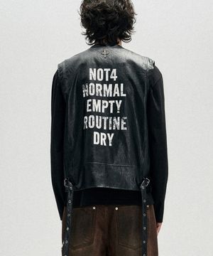 Slogan Multi Zipper Rider Vest - Black