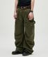 Flap Pocket Curved Cotton Pants - Khaki