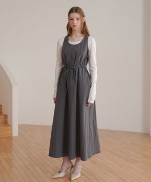 스트링 슬리브리스 드레스 / 그레이