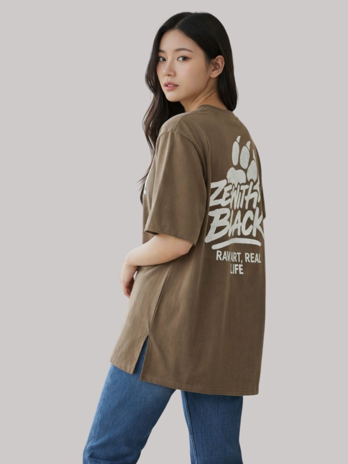 지블랙(ZBLACK) 제니스 블랙 베어풋 오버핏 반팔 더스트 베이지