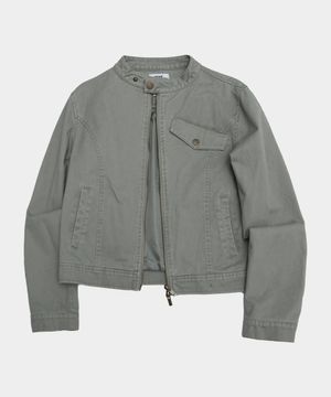 빈티지 샌드 인시전 코튼 워싱 싱글 카라 세미 피티드 라이더 자켓 [그레이]