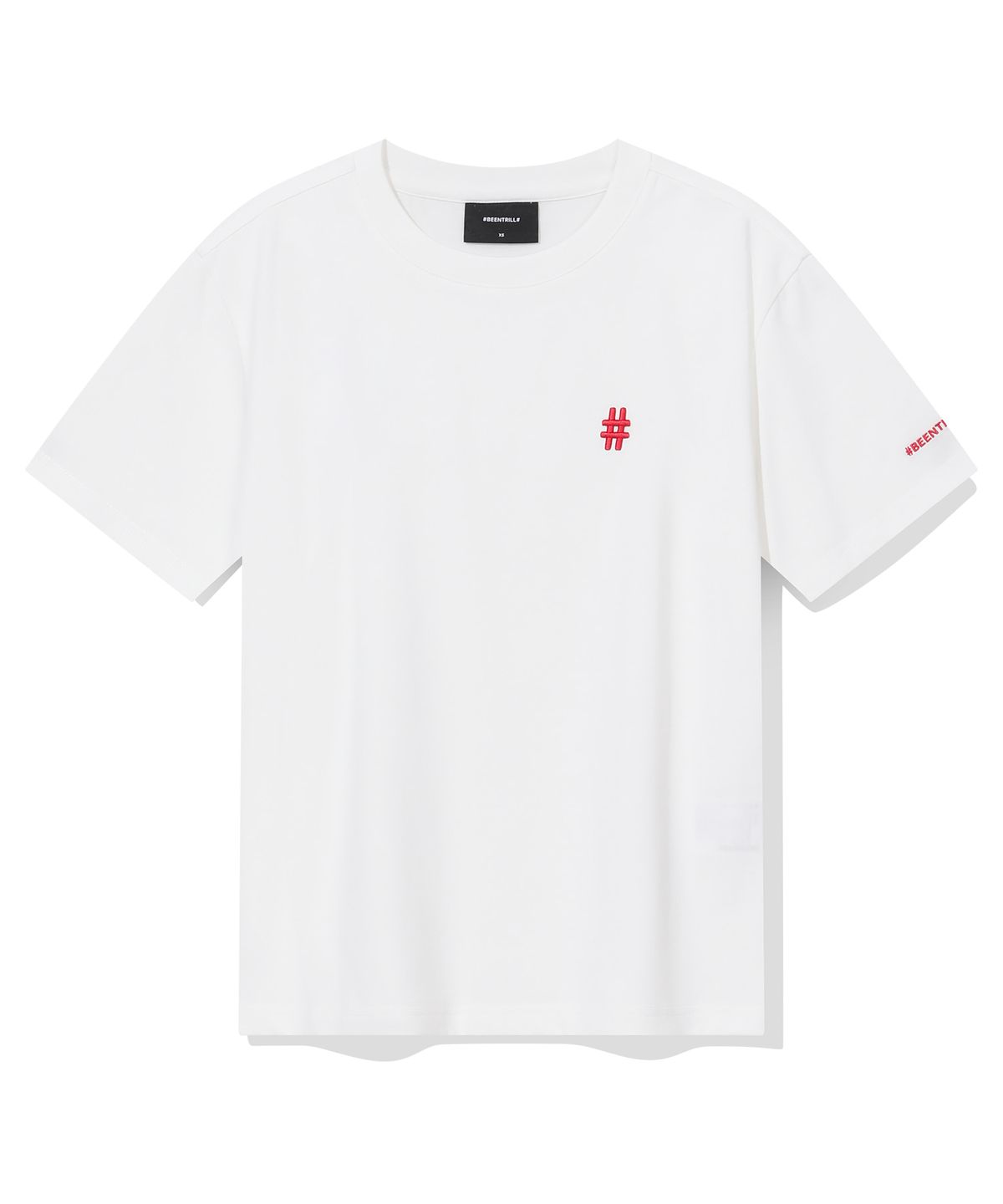 빈트릴(BEENTRILL) 우먼스 스탠다드 해시태그 에센셜 반팔티(오프 화이트)