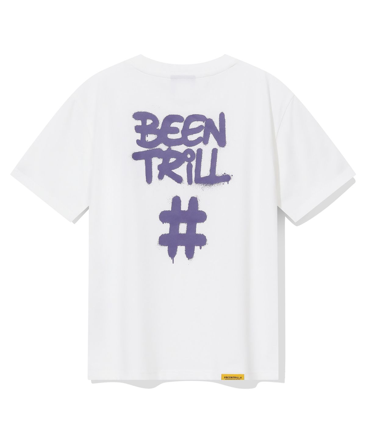 빈트릴(BEENTRILL) 우먼스 스프레이 해시태그 반팔티(오프 화이트)