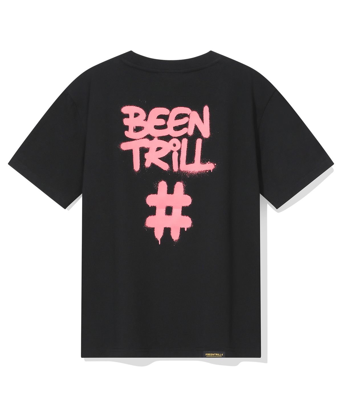 빈트릴(BEENTRILL) 우먼스 스프레이 해시태그 반팔티(블랙)