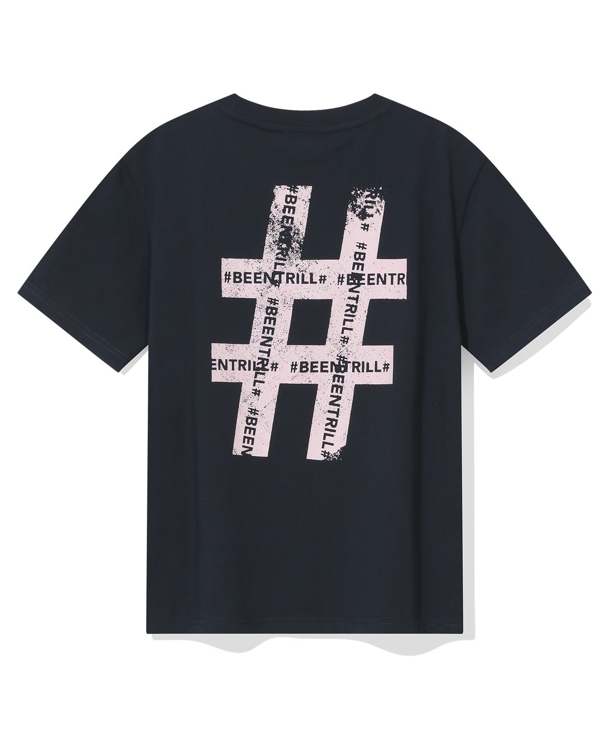빈트릴(BEENTRILL) 우먼스 빈티지 해시태그 반팔티(차콜)