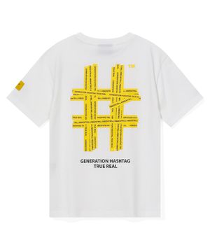 우먼스 테이핑 해시태그 반팔티(오프 화이트)