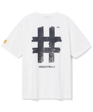 스탬프 해시태그 오버핏 반팔티(오프 화이트)