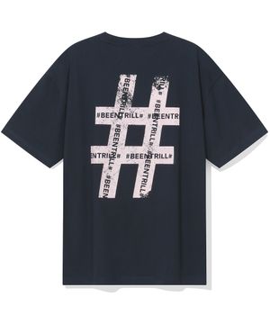 빈티지 해시태그 오버핏 반팔티(차콜)