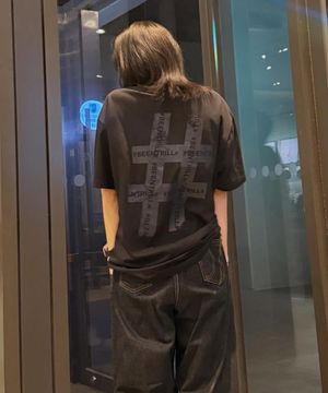 빈티지 해시태그 오버핏 반팔티(블랙)