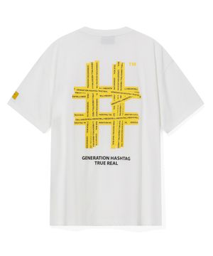 테이핑 해시태그 오버핏 반팔티(오프 화이트)