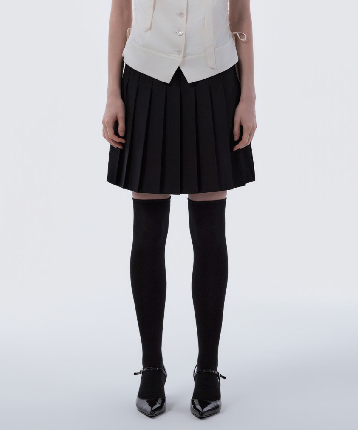 마우솔레움(MAU SOLEUM) Jenn Pleated Mini Skirt - Black