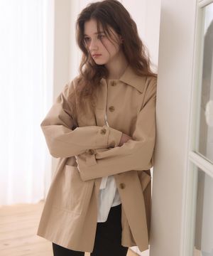 Sand minimal half trench coat - beige