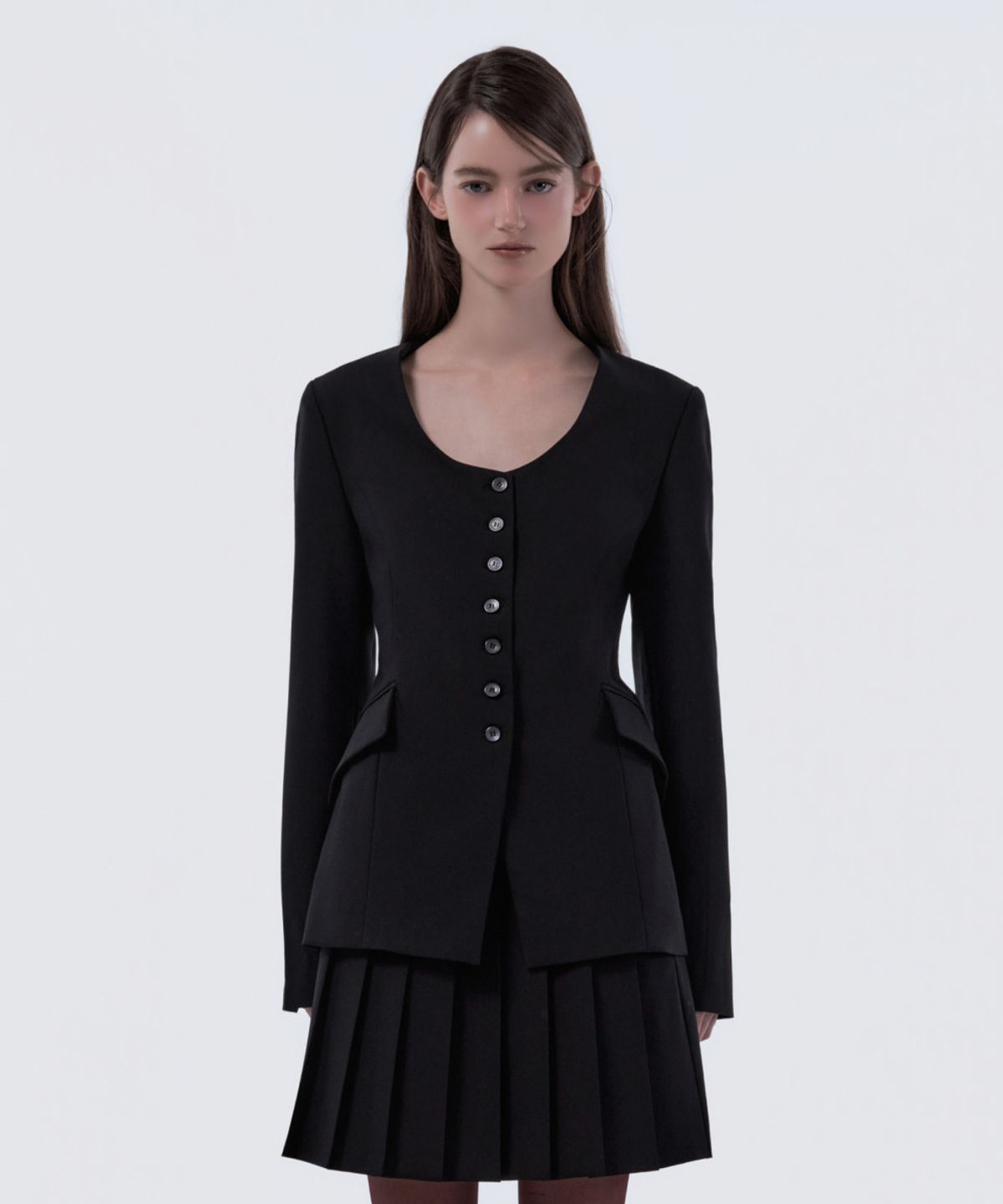 마우솔레움(MAU SOLEUM) Emma Round Neck Jacket - Black