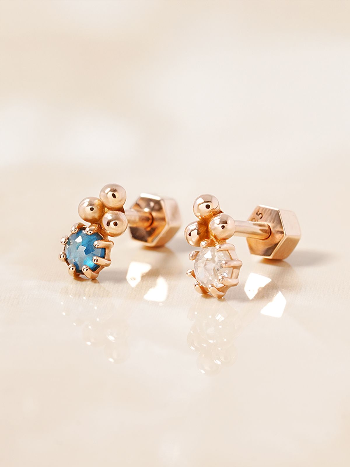 미니멀피어싱(MINIMALPIERCING) 14K 18K 라비앙 러프 다이아몬드 피어싱