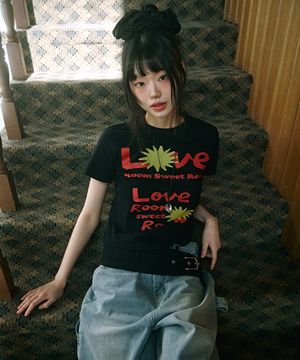 룸스윗룸 여성 크롭 반팔 티셔츠