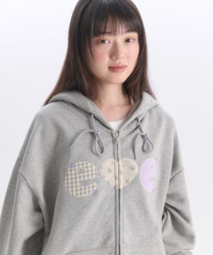 Check Flower 자수 집업 후드 집업 자켓 AZIP901 (멜란지)