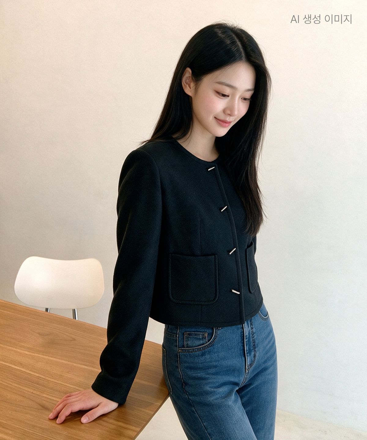 로엠(ROEM) 금속장식 칼라리스 자켓_RMJKG23R14