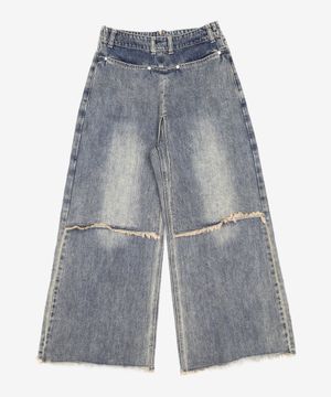 스커트 레이어드 데님팬츠 [DEEP BLUE] M