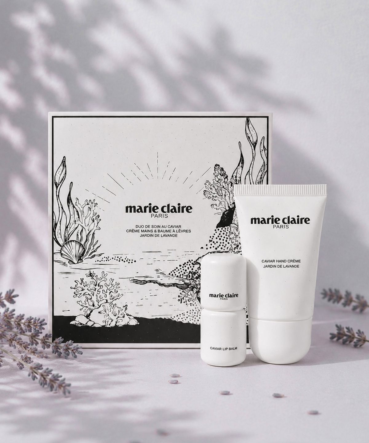 마리끌레르 뷰티(MARIECLAIR BEAUTY) [GIFT] 캐비어 케어 핸드크림 (자당 드 라벤더) & 립밤 듀오 세트 (30ml+3.4g)