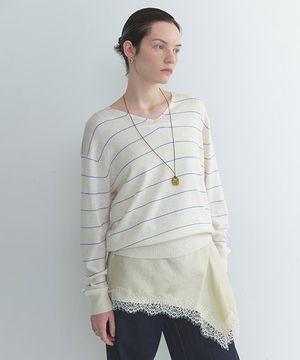 스트라이프 V넥 니트 NEK6SP217